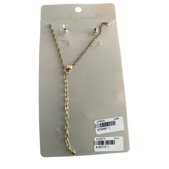 Fashion Jewel Set Earrings Necklace Tortoise Shell Pattern Gold-Tone Nickel Free - Picture 2 of 5